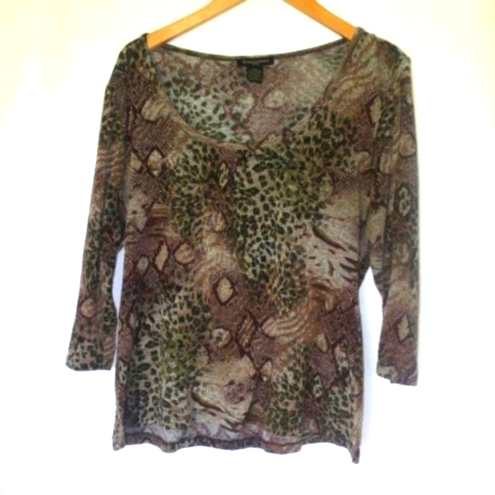 Susan Lawrence Animal Print Blouse XL